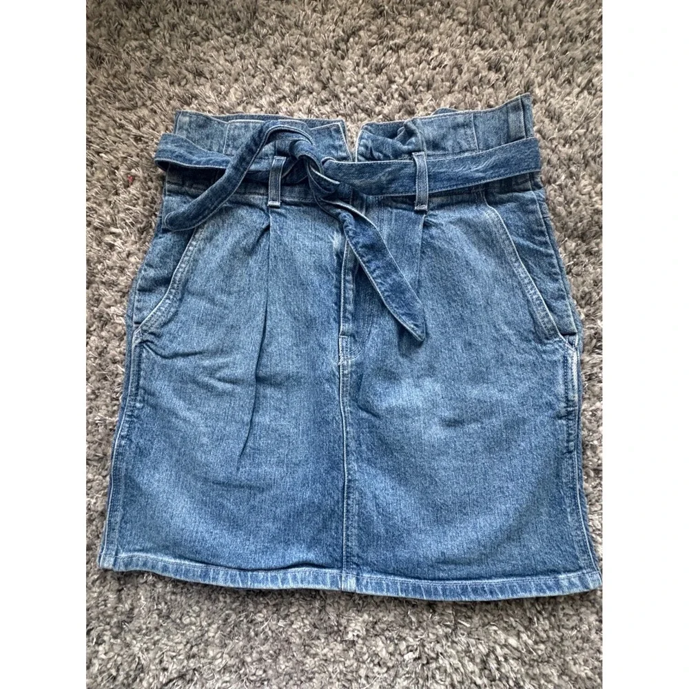 Reformation Sandia Paperbag Waist Denim Mini Jean Skirt Blue Size 28‎